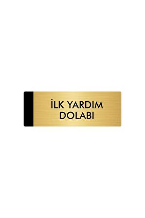 Metal Yönlendirme Levhası, Departman Kapı Isimliği İlk Yardım Dolabı 5x20 Cm Altın Renk