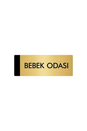 Metal Yönlendirme Levhası, Departman Kapı Isimliği Bebek Odası 5x20 Cm Altın Renk