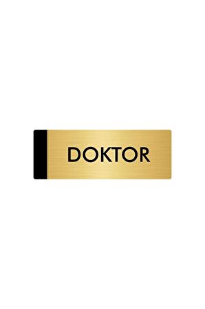 Metal Yönlendirme Levhası, Departman Kapı Isimliği Doktor 7X20 Cm Altın Renk
