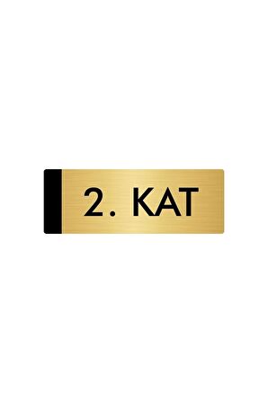 Metal Yönlendirme Levhası, Departman Kapı Isimliği 2. Kat 5x20 Cm Altın Renk