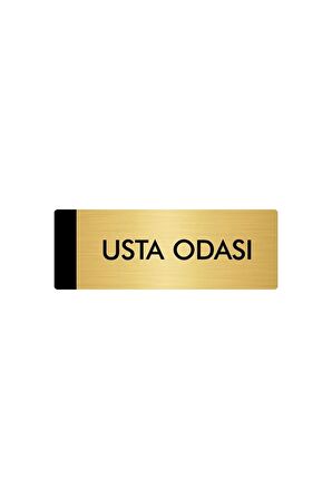 Metal Yönlendirme Levhası, Departman Kapı Isimliği Usta Odası 5x20 Cm Altın Renk