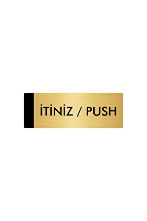 Metal Yönlendirme Levhası, Departman Kapı Isimliği İtiniz / Push 7X20 Cm Altın Renk