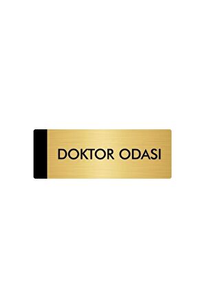 Metal Yönlendirme Levhası, Departman Kapı Isimliği Doktor Odası 5x20 Cm Altın Renk