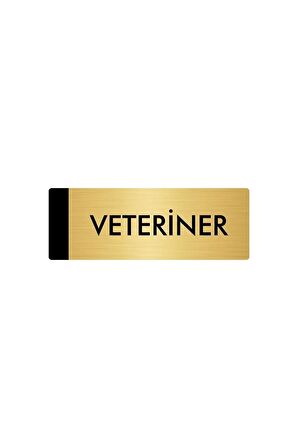 Metal Yönlendirme Levhası, Departman Kapı Isimliği Veteriner 5x20 Cm Altın Renk