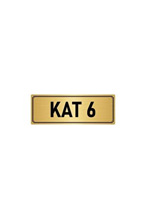 Metal Yönlendirme Levhası, Departman Kapı Isimliği Kat 6 5x20 Cm Altın Renk