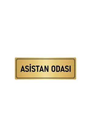 Metal Yönlendirme Levhası, Departman Kapı Isimliği Asistan Odası 7x20 Cm Altın Renk