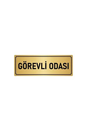 Metal Yönlendirme Levhası, Departman Kapı Isimliği Görevli Odası 10x20 Cm Altın Renk
