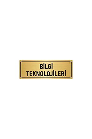 Metal Yönlendirme Levhası, Departman Kapı Isimliği Bilgi Teknolojileri 5x20 Cm Altın Renk