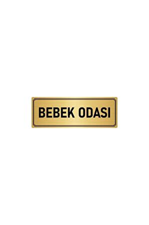 Metal Yönlendirme Levhası, Departman Kapı Isimliği Bebek Odası 7x20 Cm Altın Renk