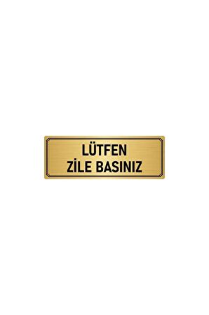 Metal Yönlendirme Levhası, Departman Kapı Isimliği Lütfen Zile Basınız 7x20 Cm Altın Renk