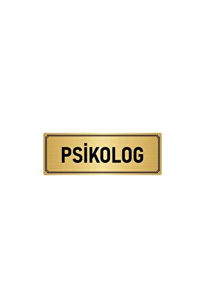 Metal Yönlendirme Levhası, Departman Kapı Isimliği Psikolog 5x20 Cm Altın Renk