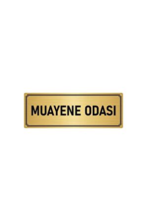 Metal Yönlendirme Levhası, Departman Kapı Isimliği Muayene Odası 5x20 Cm Altın Renk