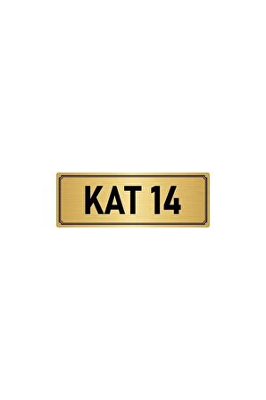 Metal Yönlendirme Levhası, Departman Kapı Isimliği Kat 14 5x20 Cm Altın Renk