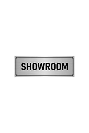 Metal Yönlendirme Levhası, Departman Kapı Isimliği Showroom 5x20 Cm Gümüş Renk
