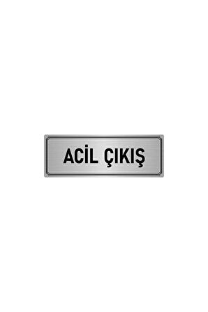 Metal Yönlendirme Levhası, Departman Kapı Isimliği Acil Çıkış 5x20 Cm Gümüş Renk