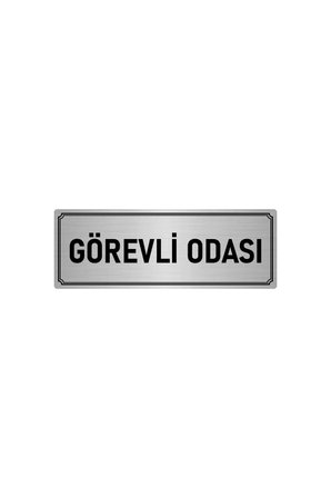 Metal Yönlendirme Levhası, Departman Kapı Isimliği Görevli Odası 5x20 Cm Gümüş Renk