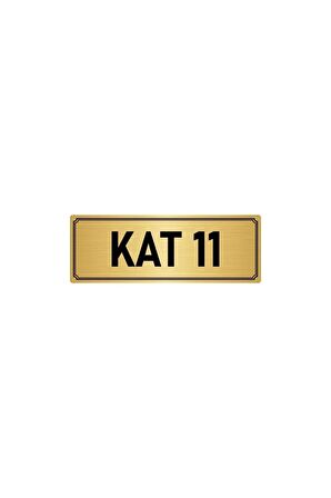 Metal Yönlendirme Levhası, Departman Kapı Isimliği Kat 11 5x20 Cm Altın Renk