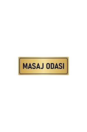 Metal Yönlendirme Levhası, Departman Kapı Isimliği Masaj Odası 5x20 Cm Altın Renk