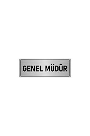 Metal Yönlendirme Levhası, Departman Kapı Isimliği Genel Müdür 5x20 Cm Gümüş Renk