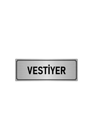 Metal Yönlendirme Levhası, Departman Kapı Isimliği Vestiyer 7x20 Cm Gümüş Renk