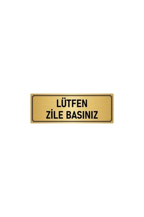 Metal Yönlendirme Levhası, Departman Kapı Isimliği Lütfen Zile Basınız 5x20 Cm Altın Renk