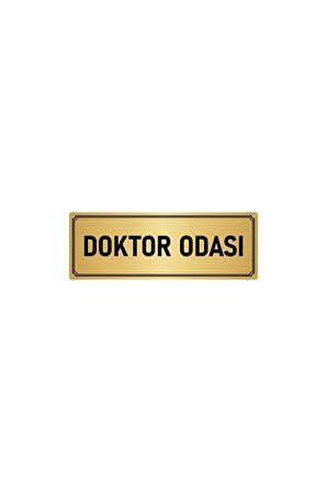 Metal Yönlendirme Levhası, Departman Kapı Isimliği Doktor Odası 5x20 Cm Altın Renk