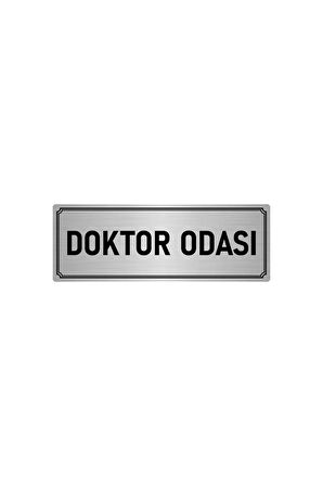 Metal Yönlendirme Levhası, Departman Kapı Isimliği Doktor Odası 5x20 Cm Gümüş Renk