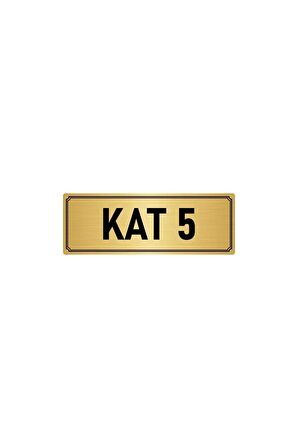Metal Yönlendirme Levhası, Departman Kapı Isimliği Kat 5 5x20 Cm Altın Renk