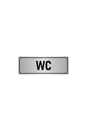 Metal Yönlendirme Levhası, Departman Kapı Isimliği Wc 7x20 Cm Gümüş Renk