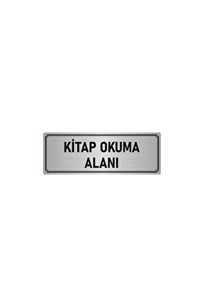 Metal Yönlendirme Levhası, Departman Kapı Isimliği Kitap Okuma Alanı 5x20 Cm Gümüş Renk