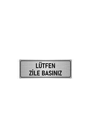 Metal Yönlendirme Levhası, Departman Kapı Isimliği Lütfen Zile Basınız 5x20 Cm Gümüş Renk