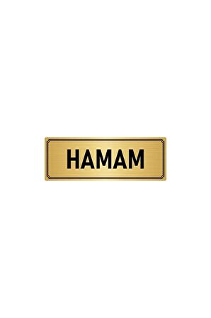 Metal Yönlendirme Levhası, Departman Kapı Isimliği Hamam 5x20 Cm Altın Renk