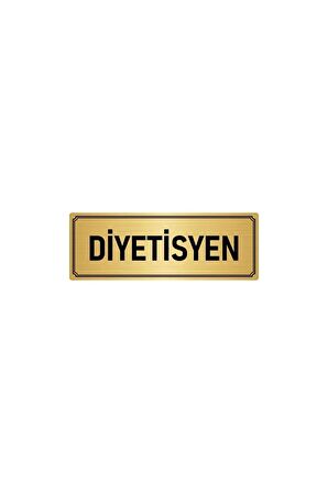 Metal Yönlendirme Levhası, Departman Kapı Isimliği Diyetisyen 7x20 Cm Altın Renk
