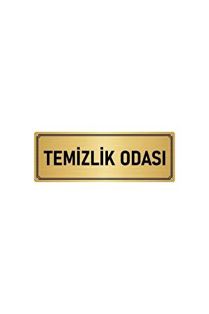 Metal Yönlendirme Levhası, Departman Kapı Isimliği Temizlik Odası 5x20 Cm Altın Renk
