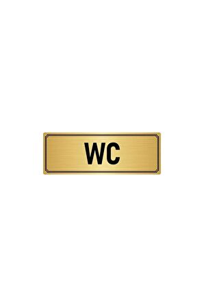 Metal Yönlendirme Levhası, Departman Kapı Isimliği Wc 5x20 Cm Altın Renk