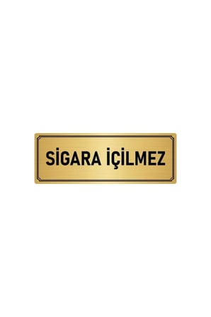 Metal Yönlendirme Levhası, Departman Kapı Isimliği Sigara Içilmez 7x20 Cm Altın Renk