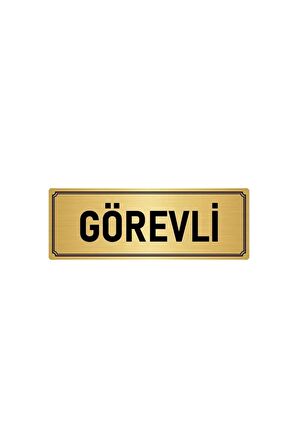 Metal Yönlendirme Levhası, Departman Kapı Isimliği Görevli 5x20 Cm Altın Renk