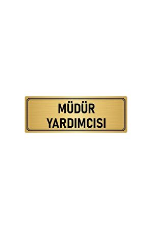 Metal Yönlendirme Levhası, Departman Kapı Isimliği Müdür Yardımcısı 5x20 Cm Altın Renk