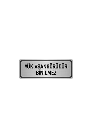 Metal Yönlendirme Levhası, Departman Kapı Isimliği Yük Asansörü Binilmez 5x20 Cm Gümüş Renk