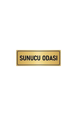 Metal Yönlendirme Levhası, Departman Kapı Isimliği Sunucu Odası 5x20 Cm Altın Renk