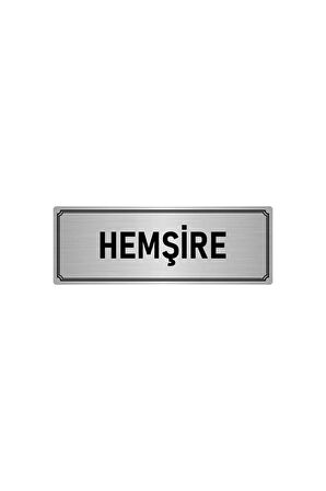 Metal Yönlendirme Levhası, Departman Kapı Isimliği Hemşire 5x20 Cm Gümüş Renk