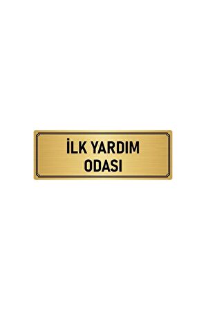 Metal Yönlendirme Levhası, Departman Kapı Isimliği Ilk Yardım Odası 10x20 Cm Altın Renk