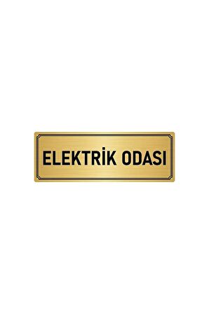 Metal Yönlendirme Levhası, Departman Kapı Isimliği Elektrik Odası 10x20 Cm Altın Renk
