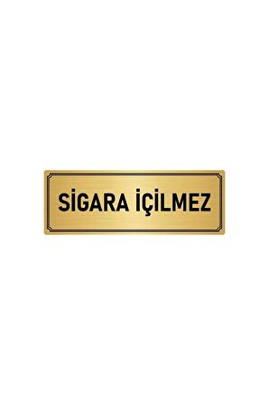 Metal Yönlendirme Levhası, Departman Kapı Isimliği Sigara Içilmez 5x20 Cm Altın Renk