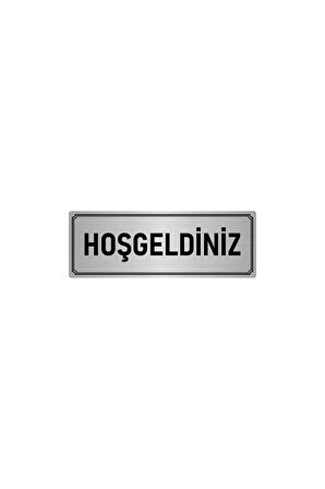 Metal Yönlendirme Levhası, Departman Kapı Isimliği Hoşgeldiniz 7x20 Cm Gümüş Renk