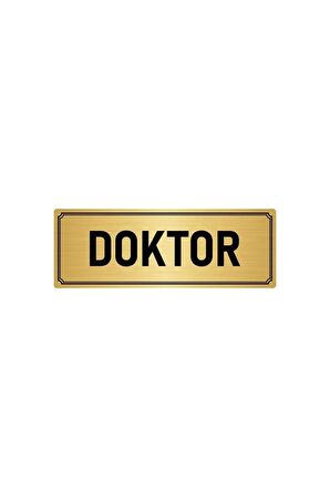 Metal Yönlendirme Levhası, Departman Kapı Isimliği Doktor 5x20 Cm Altın Renk