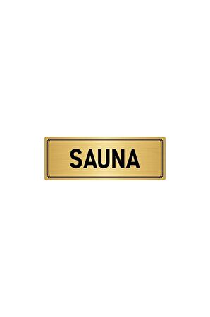 Metal Yönlendirme Levhası, Departman Kapı Isimliği Sauna 5x20 Cm Altın Renk