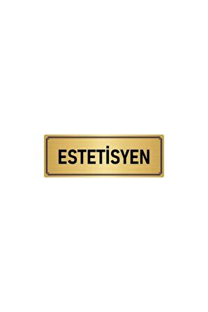 Metal Yönlendirme Levhası, Departman Kapı Isimliği Estetisyen 7x20 Cm Altın Renk