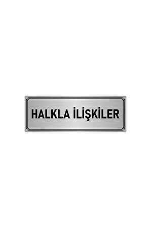 Metal Yönlendirme Levhası, Departman Kapı Isimliği Halkla Ilişkiler 5x20 Cm Gümüş Renk