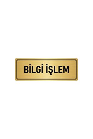 Metal Yönlendirme Levhası, Departman Kapı Isimliği Bilgi Işlem 5x20 Cm Altın Renk